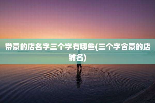 带豪的店名字三个字有哪些(三个字含豪的店铺名)