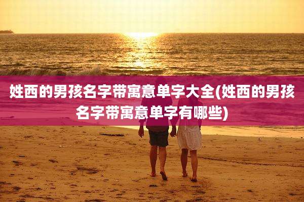 姓西的男孩名字带寓意单字大全(姓西的男孩名字带寓意单字有哪些)