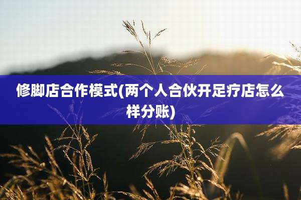 修脚店合作模式(两个人合伙开足疗店怎么样分账)