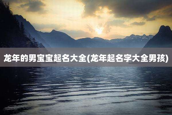 龙年的男宝宝起名大全(龙年起名字大全男孩)