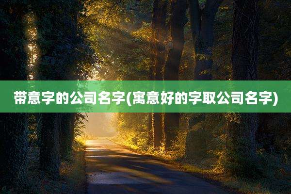 带意字的公司名字(寓意好的字取公司名字)