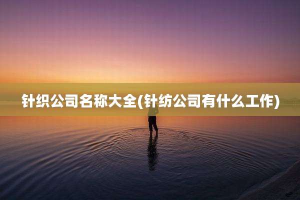 针织公司名称大全(针纺公司有什么工作)