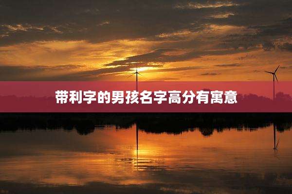 带利字的男孩名字高分有寓意