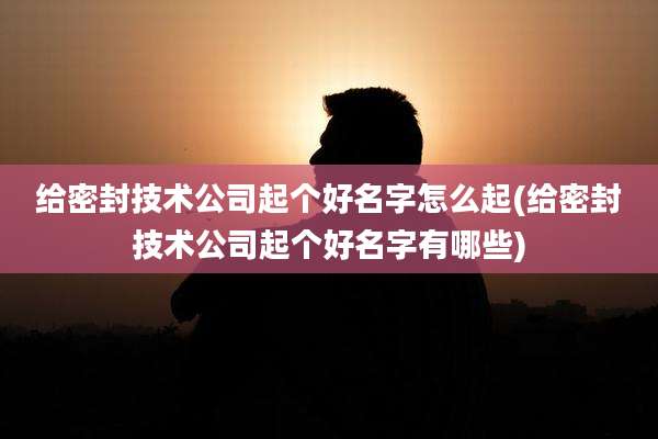 给密封技术公司起个好名字怎么起(给密封技术公司起个好名字有哪些)