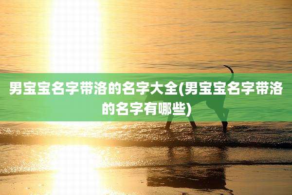 男宝宝名字带洛的名字大全(男宝宝名字带洛的名字有哪些)