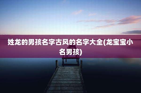 姓龙的男孩名字古风的名字大全(龙宝宝小名男孩)