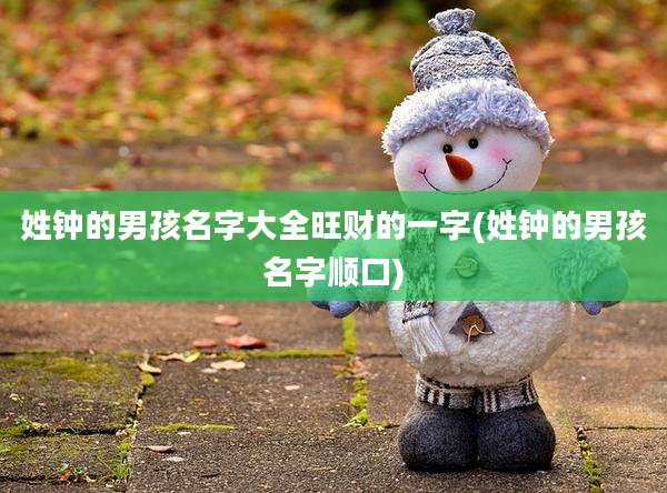 姓钟的男孩名字大全旺财的一字(姓钟的男孩名字顺口)