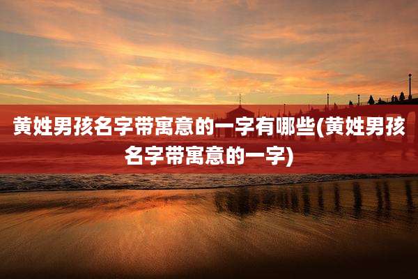 黄姓男孩名字带寓意的一字有哪些(黄姓男孩名字带寓意的一字)