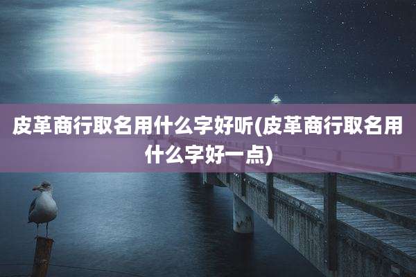 皮革商行取名用什么字好听(皮革商行取名用什么字好一点)