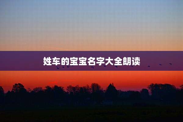 姓车的宝宝名字大全朗读