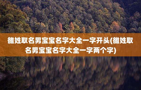 雒姓取名男宝宝名字大全一字开头(雒姓取名男宝宝名字大全一字两个字)