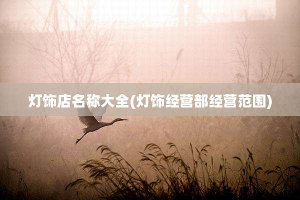 灯饰店名称大全(灯饰经营部经营范围)