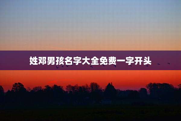 姓邓男孩名字大全免费一字开头