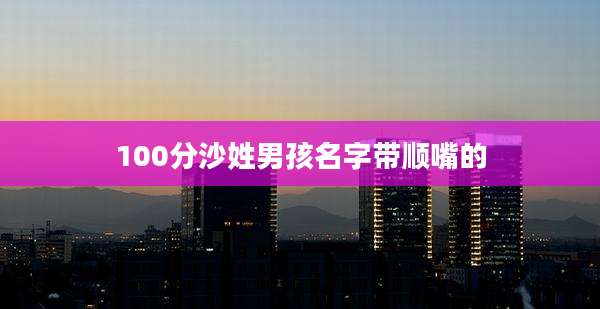 100分沙姓男孩名字带顺嘴的
