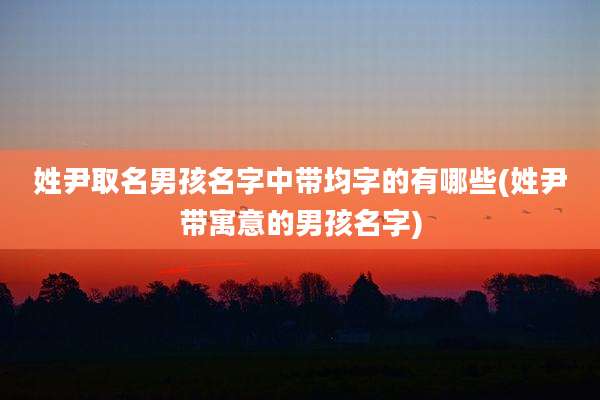 姓尹取名男孩名字中带均字的有哪些(姓尹带寓意的男孩名字)