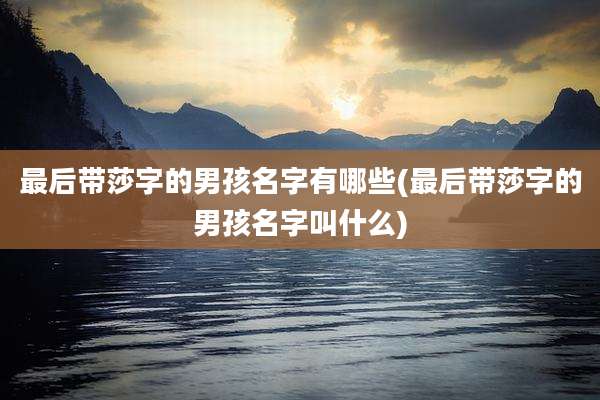 最后带莎字的男孩名字有哪些(最后带莎字的男孩名字叫什么)