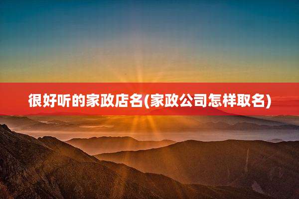 很好听的家政店名(家政公司怎样取名)