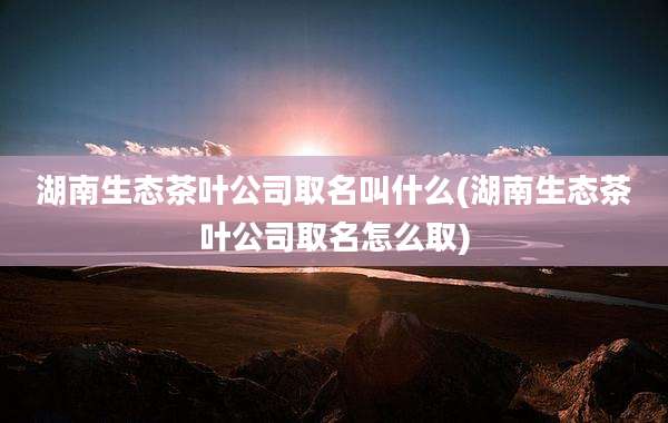 湖南生态茶叶公司取名叫什么(湖南生态茶叶公司取名怎么取)