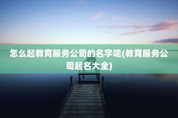 怎么起教育服务公司的名字呢(教育服务公司起名大全)