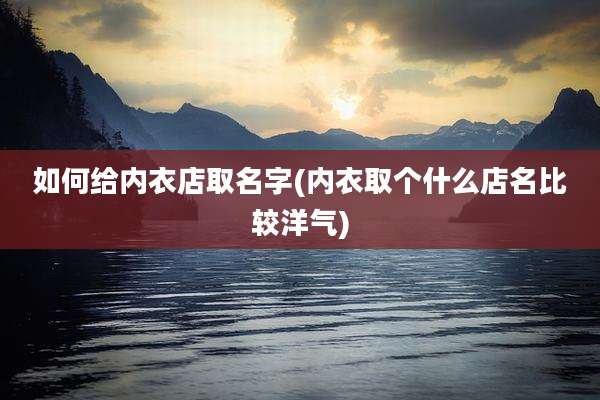 如何给内衣店取名字(内衣取个什么店名比较洋气)