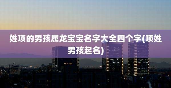 姓项的男孩属龙宝宝名字大全四个字(项姓男孩起名)