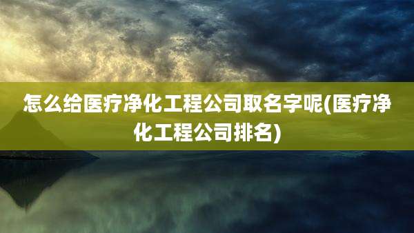 怎么给医疗净化工程公司取名字呢(医疗净化工程公司排名)