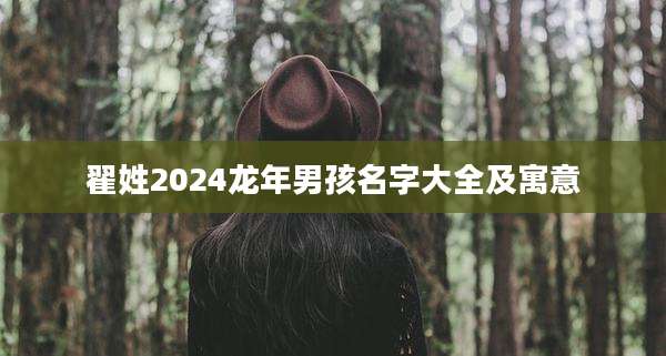 翟姓2024龙年男孩名字大全及寓意