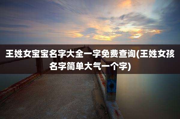 王姓女宝宝名字大全一字免费查询(王姓女孩名字简单大气一个字)