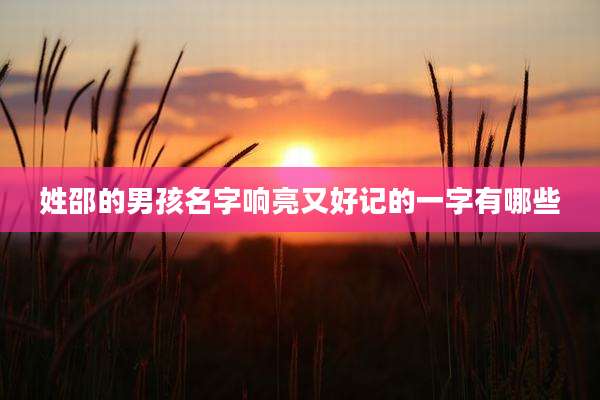 姓邵的男孩名字响亮又好记的一字有哪些