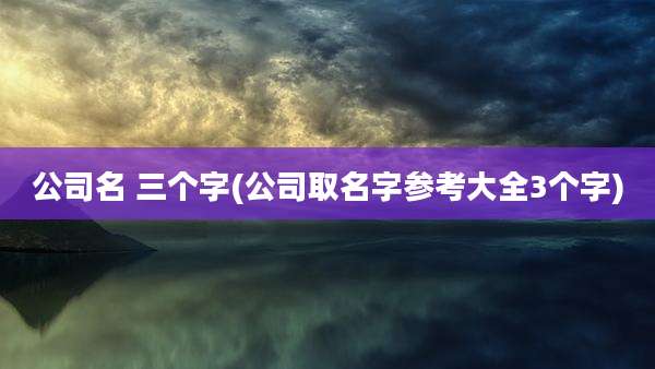 公司名 三个字(公司取名字参考大全3个字)