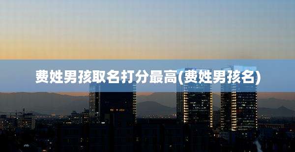 费姓男孩取名打分最高(费姓男孩名)