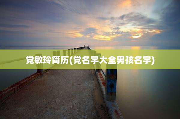 党敏玲简历(党名字大全男孩名字)