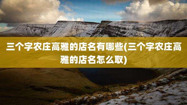 三个字农庄高雅的店名有哪些(三个字农庄高雅的店名怎么取)