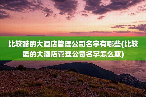 比较酷的大酒店管理公司名字有哪些(比较酷的大酒店管理公司名字怎么取)