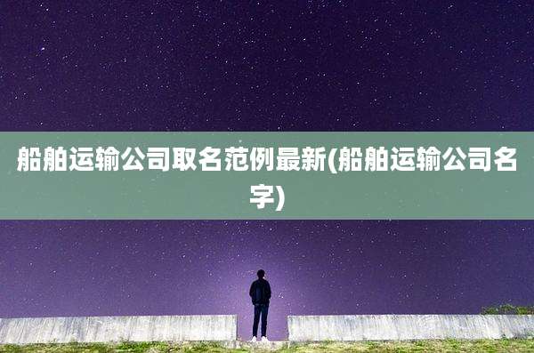 船舶运输公司取名范例最新(船舶运输公司名字)