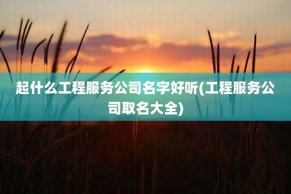 起什么工程服务公司名字好听(工程服务公司取名大全)