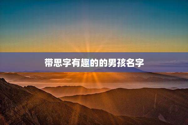 带思字有趣的的男孩名字