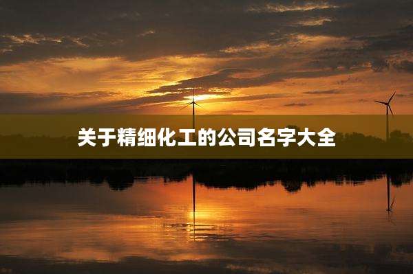 关于精细化工的公司名字大全