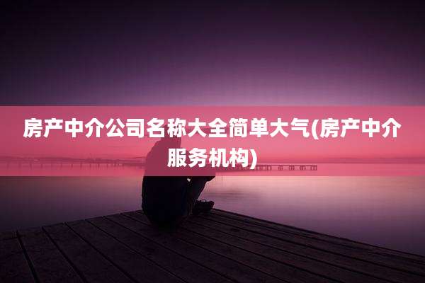 房产中介公司名称大全简单大气(房产中介服务机构)