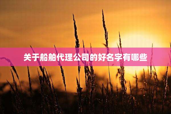 关于船舶代理公司的好名字有哪些