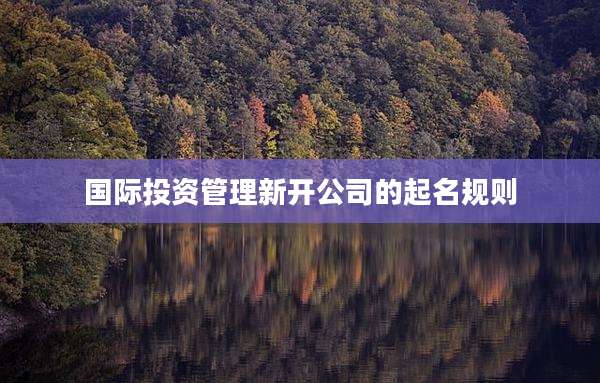 国际投资管理新开公司的起名规则