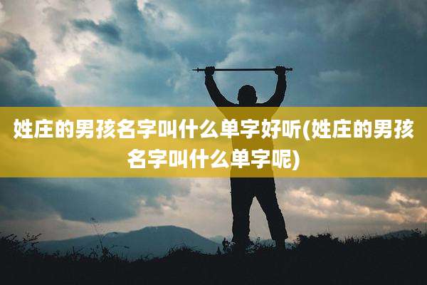姓庄的男孩名字叫什么单字好听(姓庄的男孩名字叫什么单字呢)