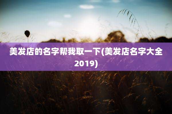 美发店的名字帮我取一下(美发店名字大全2019)