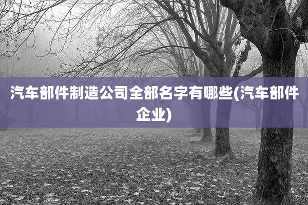 汽车部件制造公司全部名字有哪些(汽车部件企业)