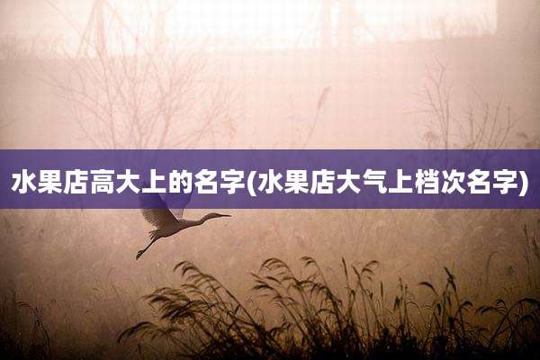 水果店高大上的名字(水果店大气上档次名字)
