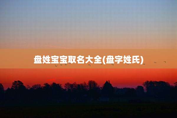 盘姓宝宝取名大全(盘字姓氏)