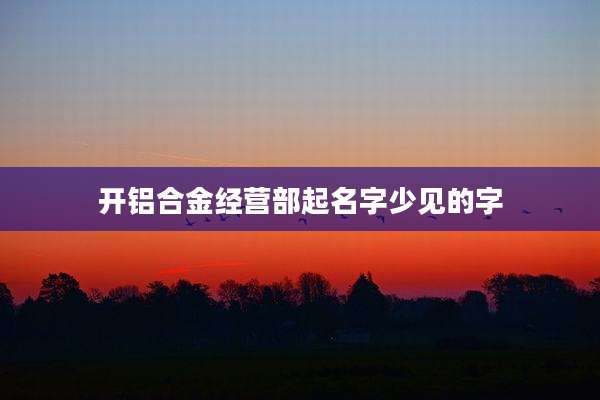 开铝合金经营部起名字少见的字