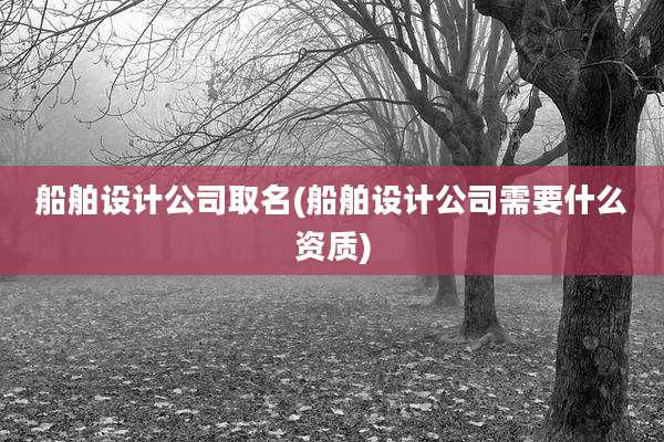 船舶设计公司取名(船舶设计公司需要什么资质)