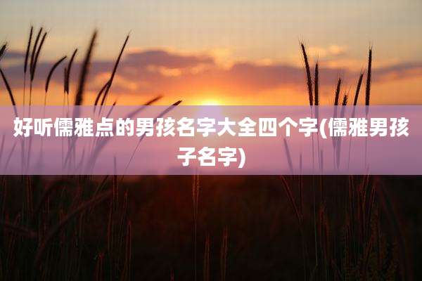 好听儒雅点的男孩名字大全四个字(儒雅男孩子名字)