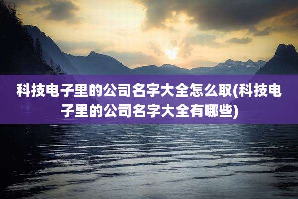 科技电子里的公司名字大全怎么取(科技电子里的公司名字大全有哪些)